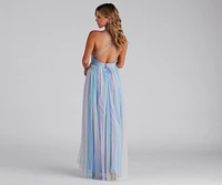 Nylah Pleated Rainbow A-Line Dress