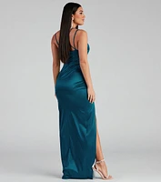 Selena High-Slit Satin Formal Dress