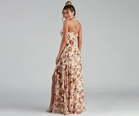 Erika Floral Chiffon Wrap A-Line Formal Dress