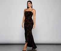 Phoebe Formal Velvet Flocked Mermaid Dress