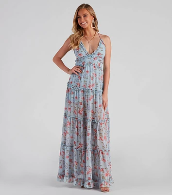 Quinn Formal Floral Ruffled A-Line Dress