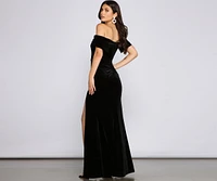 Olivia Formal Velvet Off-The-Shoulder Dress