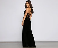 Christina Lace-Up Back Velvet Dress