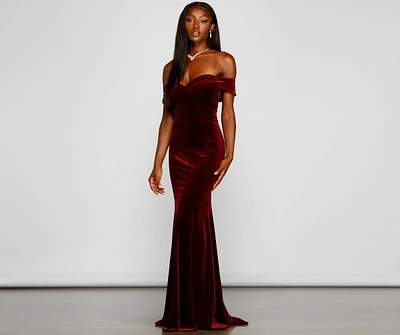 Moira Off-The-Shoulder Velvet Mermaid Dress