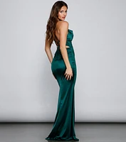 Selena Ruched Satin Mermaid Dress