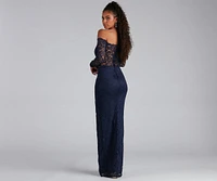 Tori Off-The-Shoulder Lace Formal Dress