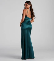 Kimia Formal Satin Wrap Gown