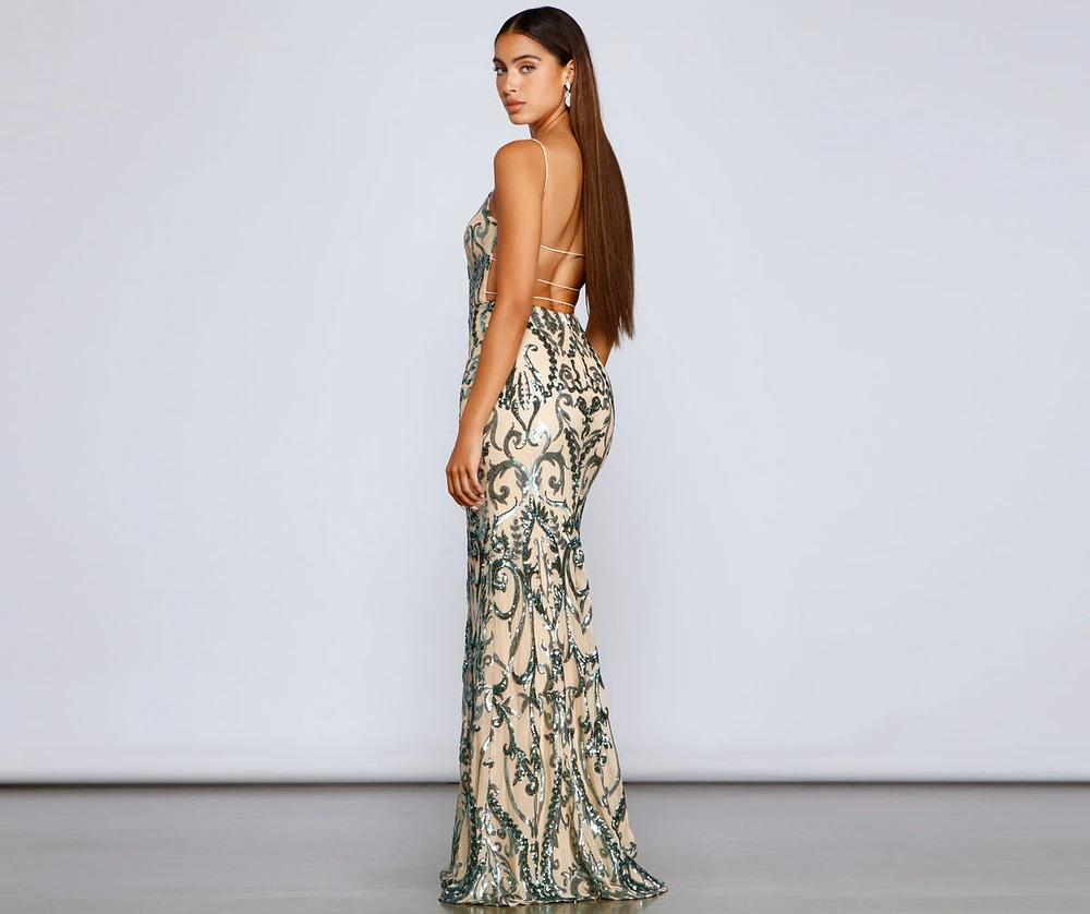 Luana Formal Open Back Sequin Dress