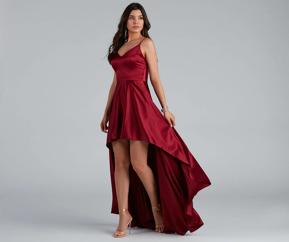 Spencer Satin High-Low Formal Dress