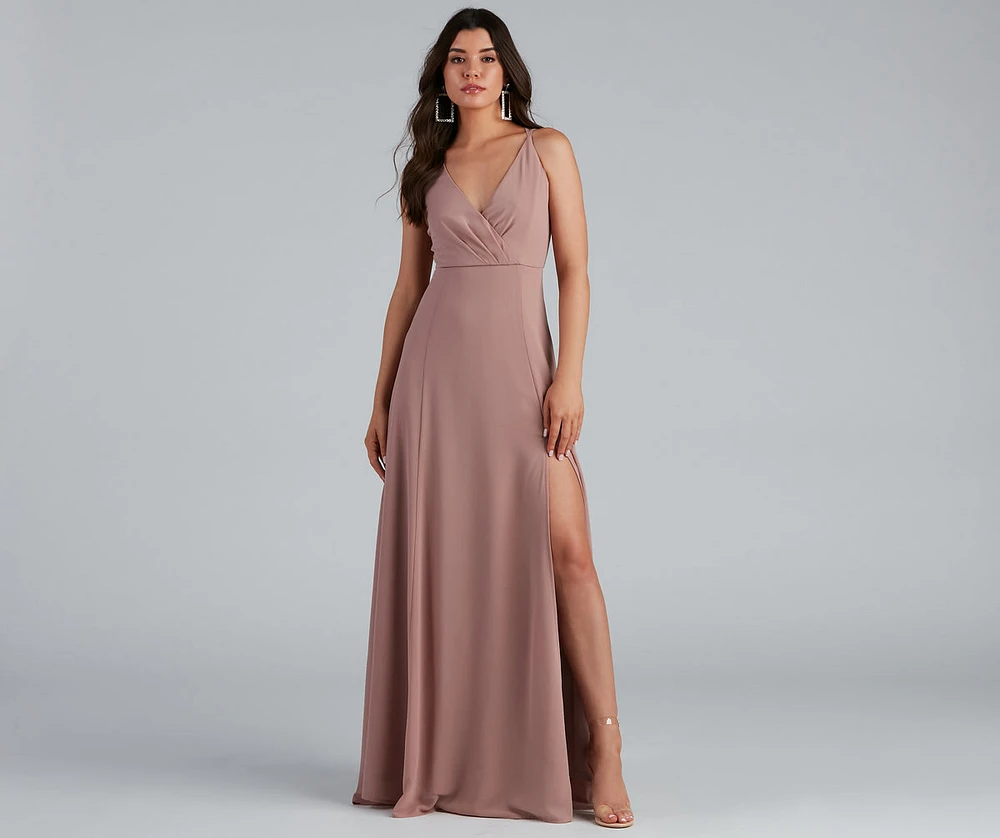 Shaylee Chiffon A-Line Slit Formal Dress