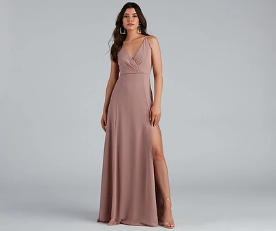 Shaylee Chiffon A-Line Slit Formal Dress