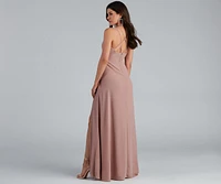 Shaylee Chiffon A-Line Slit Formal Dress