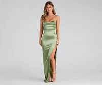 Lola High Slit Satin Dress 2