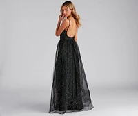 Stassie Sparkly Tulle A-Line Long Dress