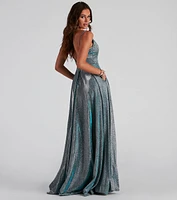 Soleil Formal Open Back Glitter Dress