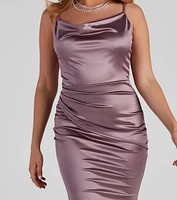 Maizie Formal Satin Cowl Neck Dress