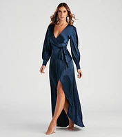 Kali Formal Satin Wrap Dress