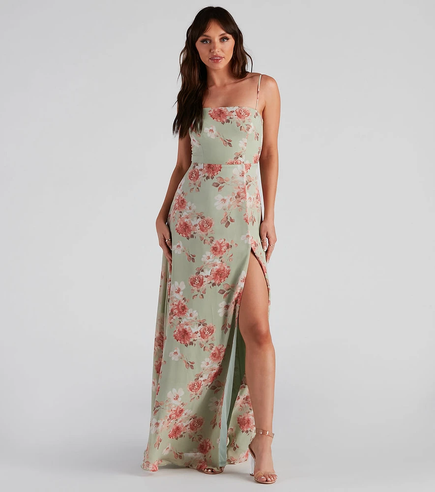 Bretly Formal Floral Chiffon Dress