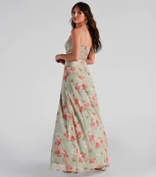 Bretly Formal Floral Chiffon Dress