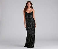 Marleigh Formal Sequin Scroll Dress