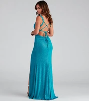 Rebecca Glitter Knit A-Line Formal Dress