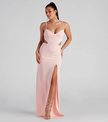 Liz Formal Crepe Cutout Long Dress