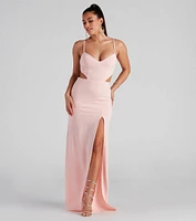 Liz Formal Crepe Cutout Long Dress