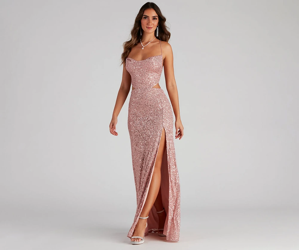 Kristina Formal Sequin Cutout Dress