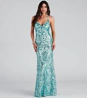 Aliyah Formal Sequin Lace Back Dress