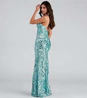 Aliyah Formal Sequin Lace Back Dress
