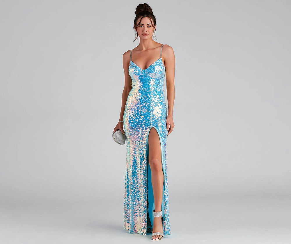 Skylar Sequin A-Line Formal Dress