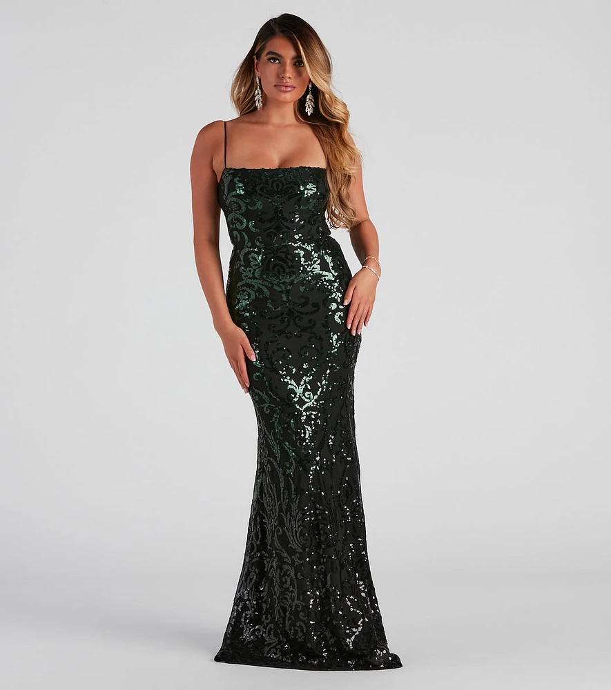 Meara Formal A-Line Sequin Dress