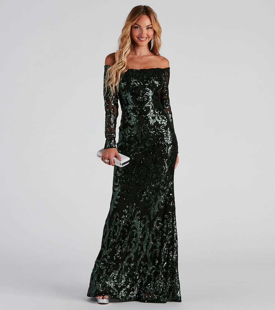 Windsor Isador Formal Sequin Scroll Dress | Connecticut Post Mall