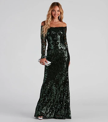 Isador Formal Sequin Scroll Dress