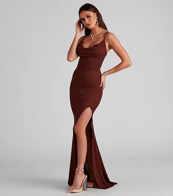 Sara Formal Glitter Lace-Up Dress