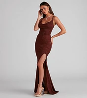 Sara Formal Glitter Lace-Up Dress