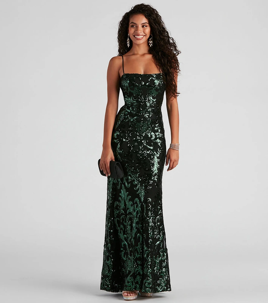 Candice Formal Sequin Tie Dress