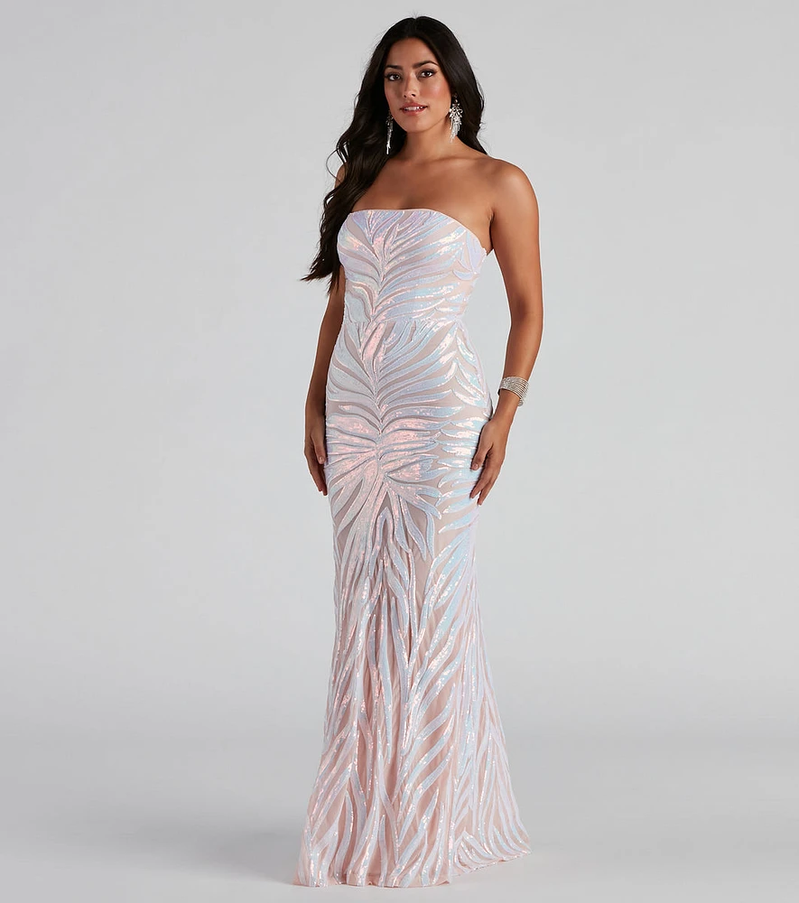 Keishla Formal Sequin Strapless Dress