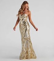 Jaylene Formal Sequin Scroll Dress