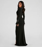 Madelyn Formal Crepe Rhinestone Dress