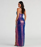 Aisha Formal Iridescent Sequin Dress