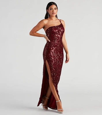 Jaleen Formal Sequin One Shoulder Dress