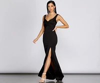 Eliza Formal Pleated Scuba Dress