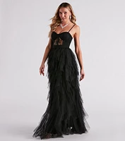 Ruth Formal Lace Tulle Ruffled Dress