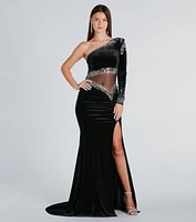 Valeria Formal Velvet Rhinestone Mermaid Dress
