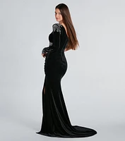 Valeria Formal Velvet Rhinestone Mermaid Dress