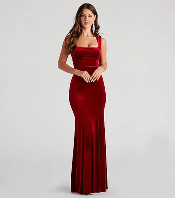 Tori Formal Sleeveless Velvet Mermaid Dress