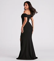 Samantha Formal Crepe Slit Dress