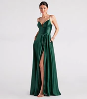 Anya Satin Sleeveless A-line Formal Dress