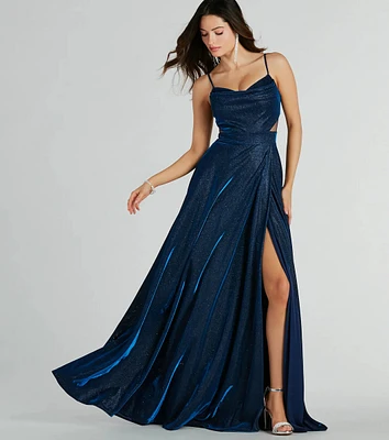 Emmeline Glitter Woven A-Line Formal Dress